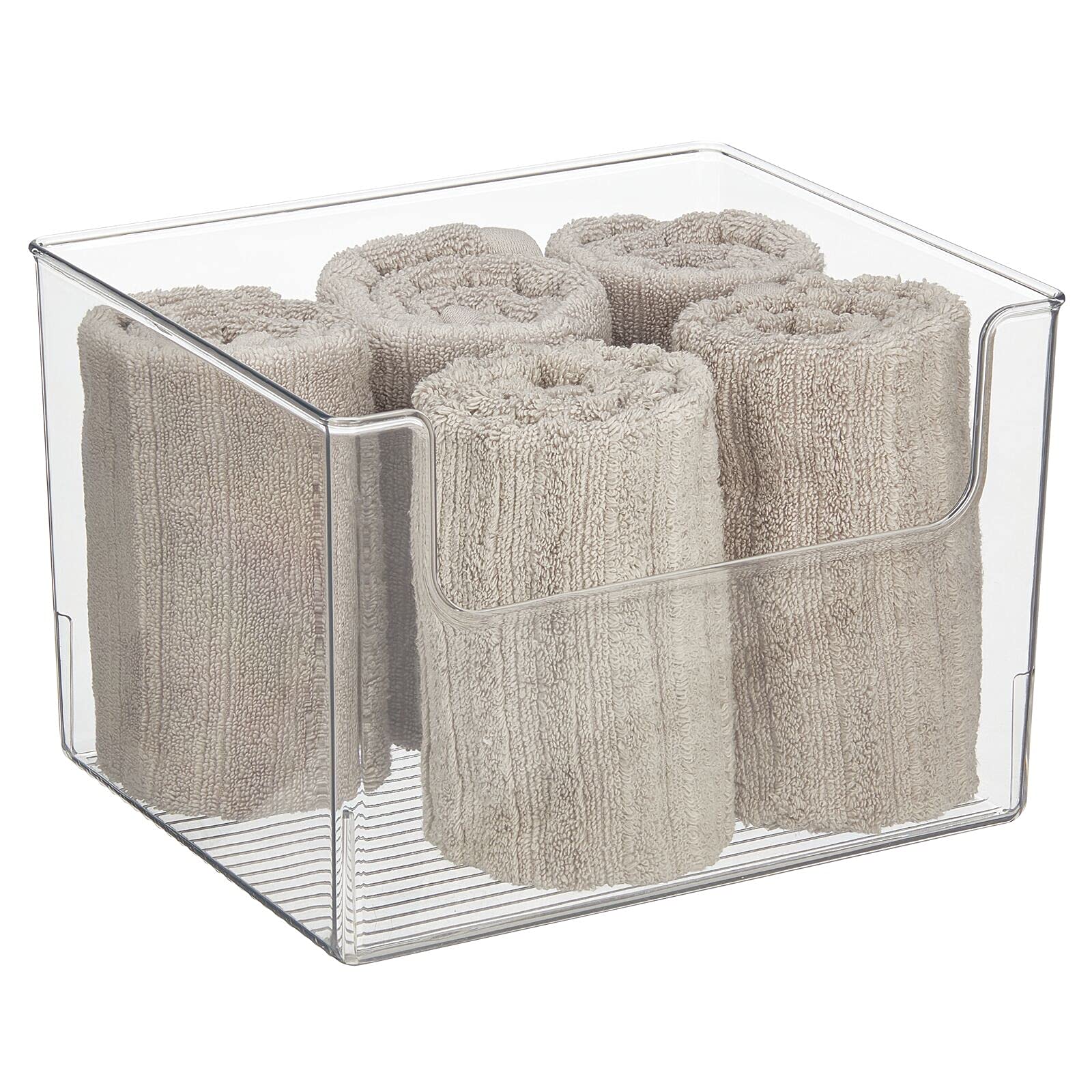 Mdesign Modern Plastic Open Front Dip Storage Organizer Bin Basket For Bathroom Organization - Vanity Shelf, Cubby, Cabinet, And